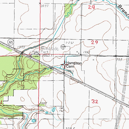 Topographic Map of Hampton Cemetery, IL