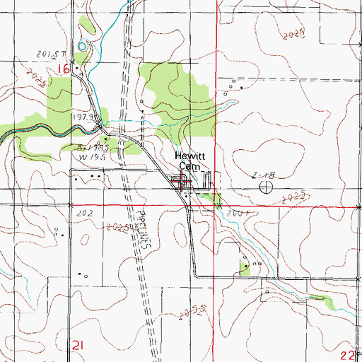 Topographic Map of Hewitt Cemetery, IL