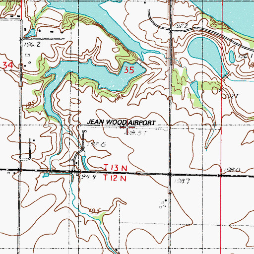 Topographic Map of Jean Wood Airport (historical), IL