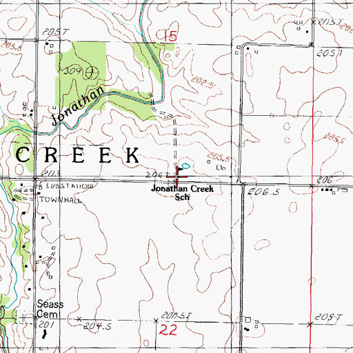 Topographic Map of Jonathan Creek School, IL
