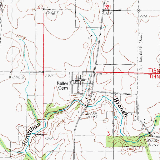Topographic Map of Keller Cemetery, IL