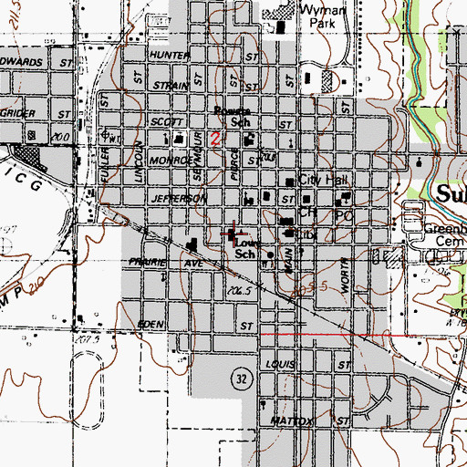 Topographic Map of Lowe School, IL