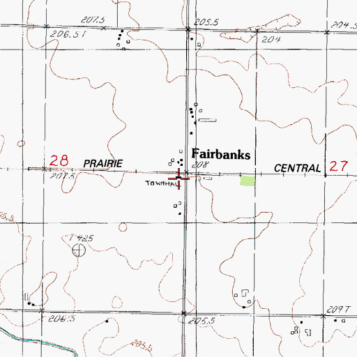 Topographic Map of Lowe Townhall, IL