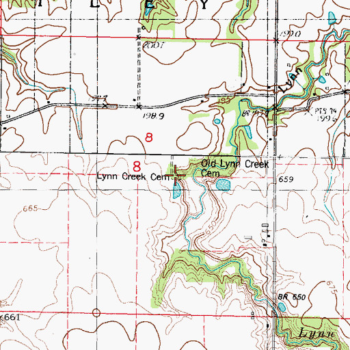 Topographic Map of Lynn Creek Cemetery, IL