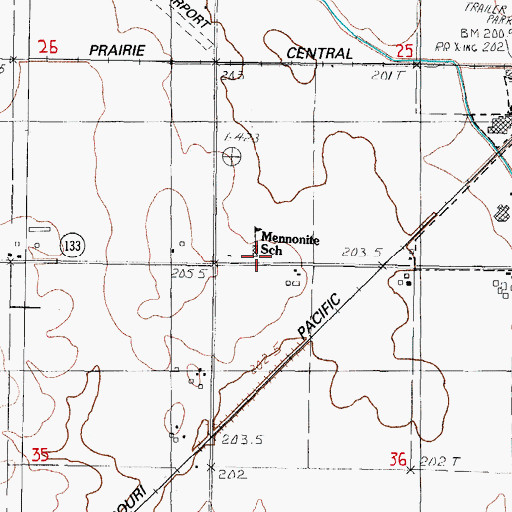 Topographic Map of Mennonite School, IL