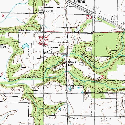 Topographic Map of Oak Grove Church, IL