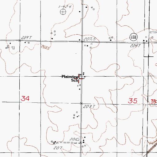 Topographic Map of Plainview School, IL