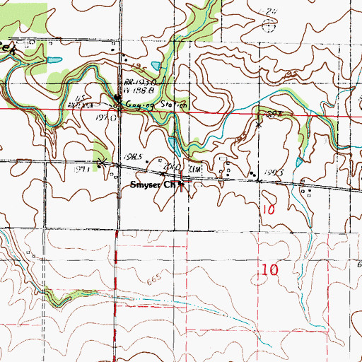 Topographic Map of Smyser Church, IL