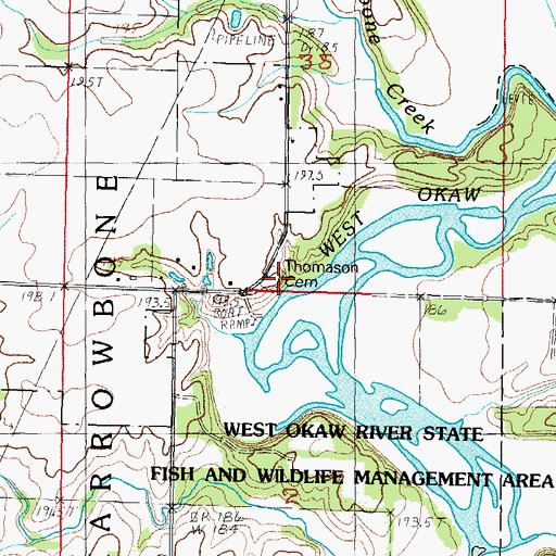 Topographic Map of Thomason Cemetery, IL
