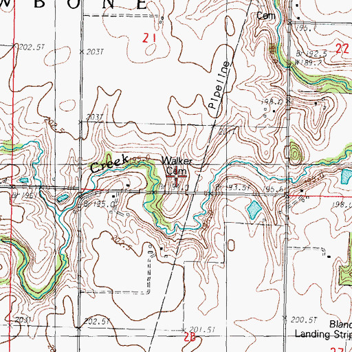 Topographic Map of Walker Cemetery, IL