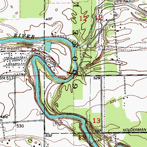 Topographic Map of Pine Bluff Bridge, IL
