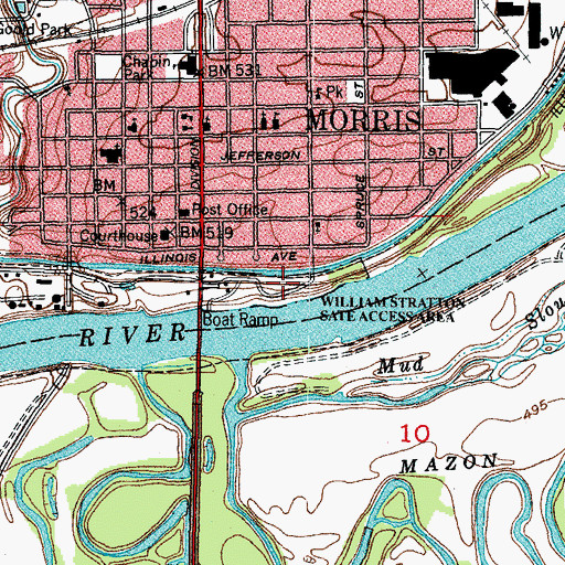 Topographic Map of William Stratton State Access Area, IL