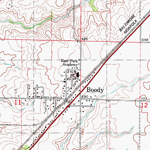 Topographic Map of East Park Academy, IL