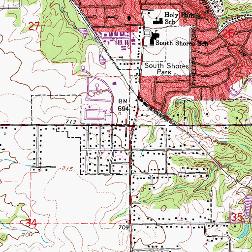 Topographic Map of Elm Grove School (historical), IL