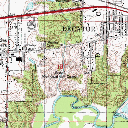 Topographic Map of Scovill Municipal Golf Course, IL