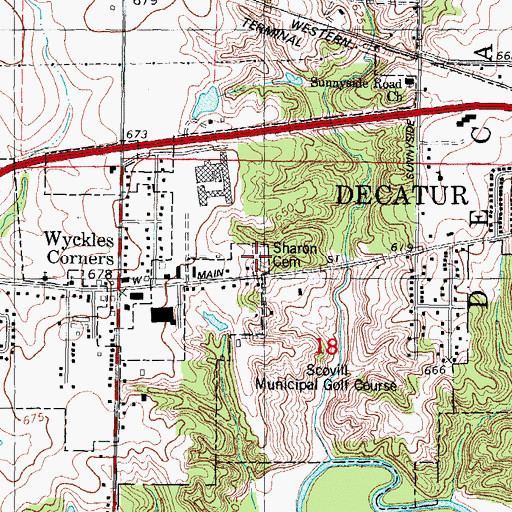 Topographic Map of Sharon Cemetery, IL
