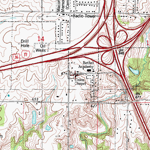 Topographic Map of Union Chapel, IL