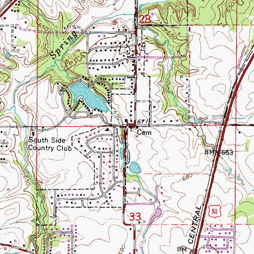 Topographic Map of Walnut Grove School (historical), IL