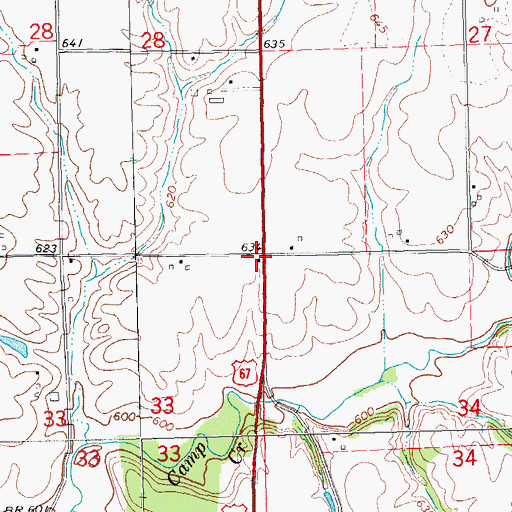 Topographic Map of Camp Creek School (historical), IL