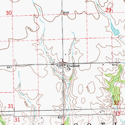 Topographic Map of Ebenezer School (historical), IL