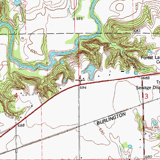 Topographic Map of Gooseneck School (historical), IL