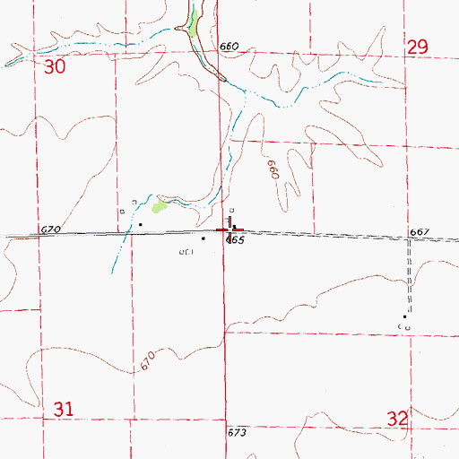 Topographic Map of Hanson School (historical), IL