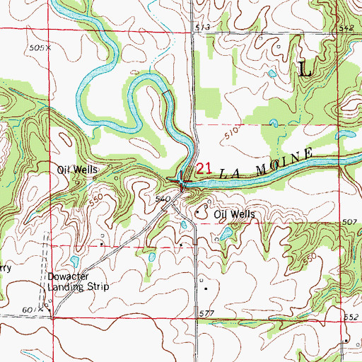 Topographic Map of Lamoine Bridge, IL