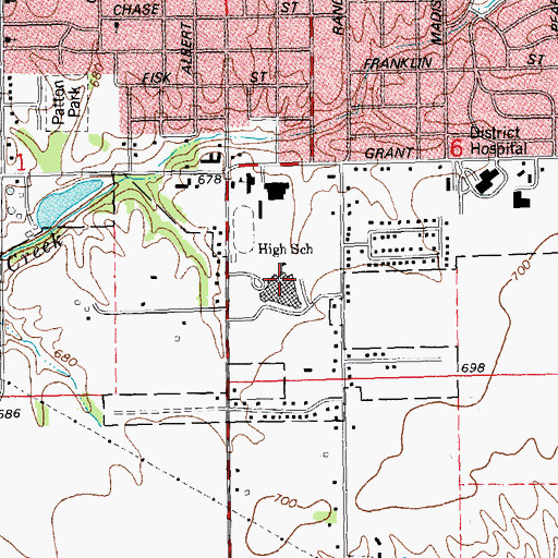 Topographic Map of Macomb High School, IL