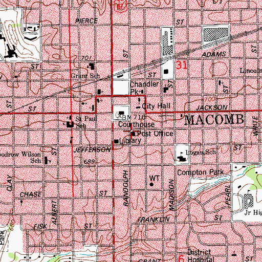 Topographic Map of Macomb Post Office, IL