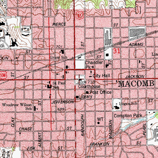 Topographic Map of McDonough County Courthouse, IL