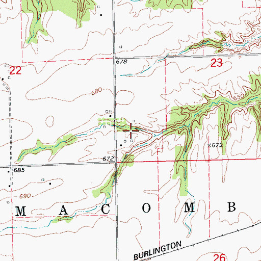 Topographic Map of Pleasant Grove School (historical), IL