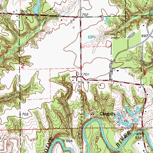 Topographic Map of Ragtown School (historical), IL