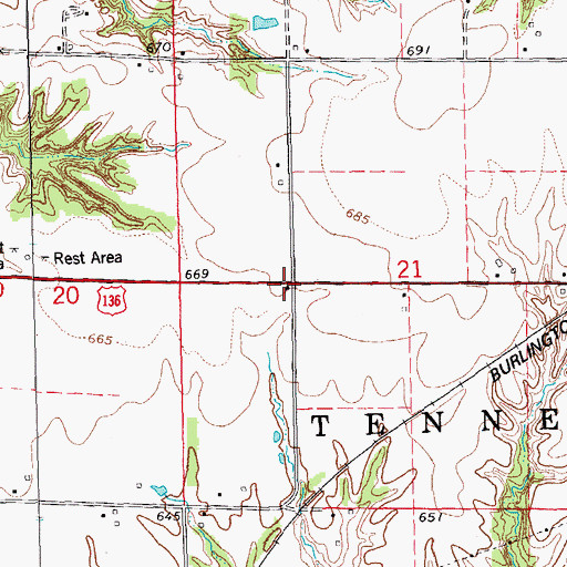 Topographic Map of Tennessee School (historical), IL
