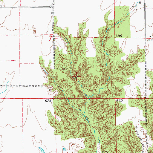 Topographic Map of Vishnu Springs, IL