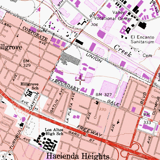 Topographic Map of City of Industry Post Office, CA