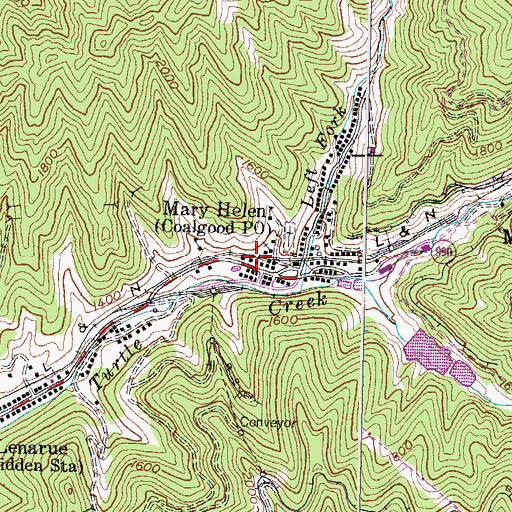 Topographic Map of Coalgood Post Office, KY