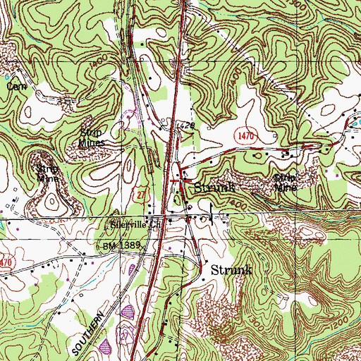 Topographic Map of Strunk Post Office, KY