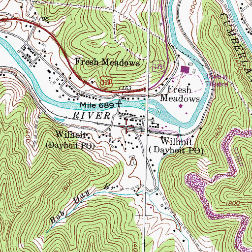 Topographic Map of Dayhoit Post Office, KY