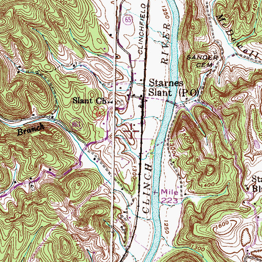 Topographic Map of Slant Post Office, VA