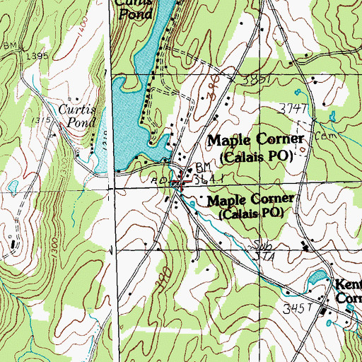 Topographic Map of Calais Post Office, VT
