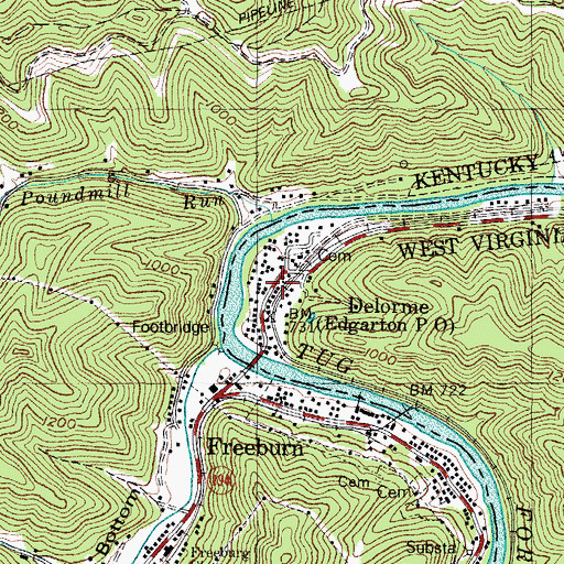 Topographic Map of Edgarton Post Office, WV