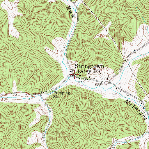 Topographic Map of Alvy Post Office, WV