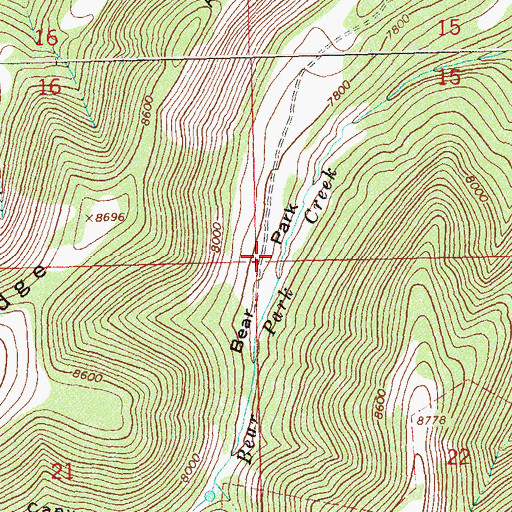 Topographic Map of Bear Park, CO