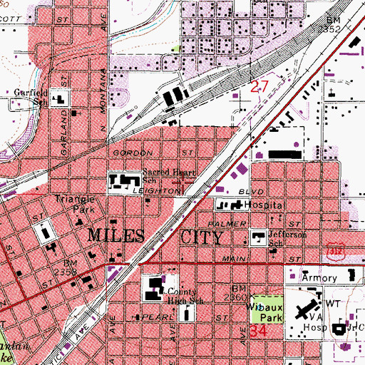 Topographic Map of Westwood Estates, MT
