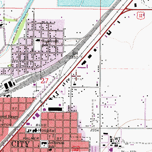 Topographic Map of Valley Drive Mobile Home Park, MT