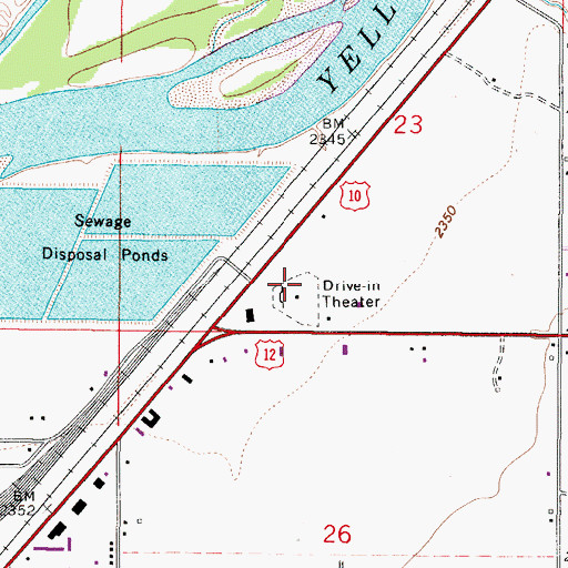 Topographic Map of Sunset Drive-In (historical), MT