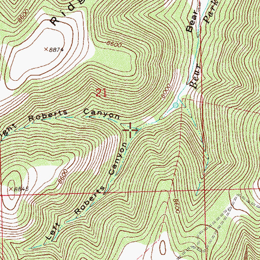 Topographic Map of Left Roberts Canyon, CO
