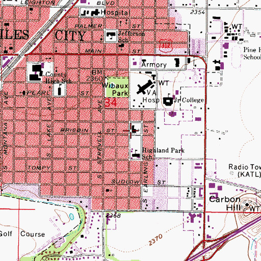 Topographic Map of First Lutheran Church, MT