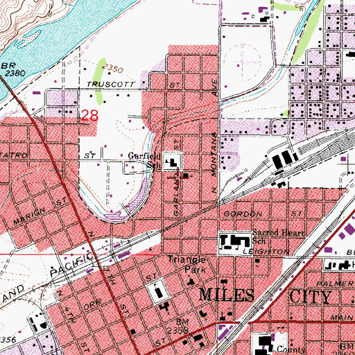 Topographic Map of Miles City Wesleyan Church, MT