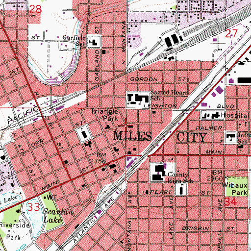 Topographic Map of Sacred Heart Roman Catholic Church, MT